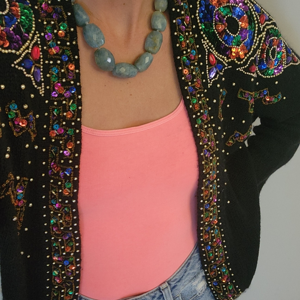 Source Unknown Multicolor Embellished Cardigan